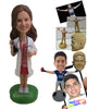 Custom Bobblehead Female Doctor Wearing A Stylish Strapless Dress Under Her Lab Coat - Careers & Professionals Medical Doctors Personalized Bobblehead & Cake Topper