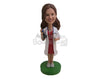 Custom Bobblehead Female Doctor Wearing A Stylish Strapless Dress Under Her Lab Coat - Careers & Professionals Medical Doctors Personalized Bobblehead & Cake Topper