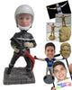 Custom Bobblehead Firefighter In Full Uniform In Middle Of The Action - Careers & Professionals Firefighters Personalized Bobblehead & Cake Topper
