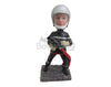 Custom Bobblehead Firefighter In Full Uniform In Middle Of The Action - Careers & Professionals Firefighters Personalized Bobblehead & Cake Topper