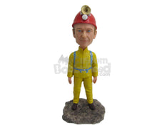 Custom Bobblehead Firefighter Ready To Fight The Fire - Careers & Professionals Firefighters Personalized Bobblehead & Cake Topper