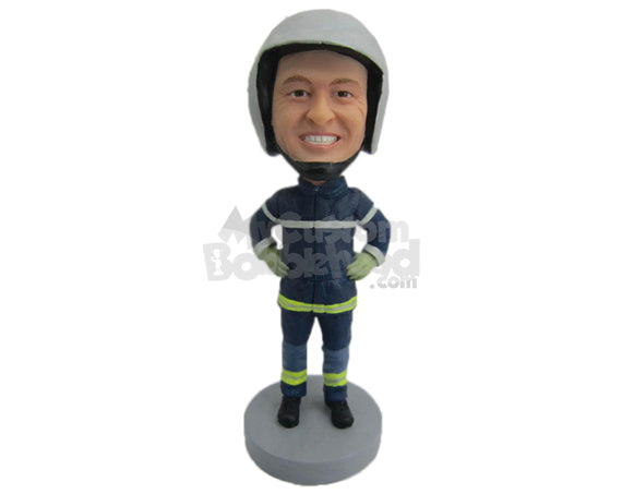 Custom Bobblehead Firefighter Ready To Go To Action If Needed - Careers & Professionals Firefighters Personalized Bobblehead & Cake Topper