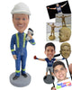 Custom Bobblehead Male Engineer In Uniform With A Work Equipment - Careers & Professionals Firefighters Personalized Bobblehead & Cake Topper