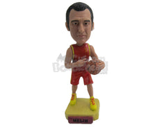 Custom Bobblehead Tall Basketball Player Showing Victory Sign - Careers & Professionals Basketball Personalized Bobblehead & Cake Topper