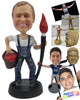 Custom Bobblehead Cool Painter Wearing Suspenders With Paint All Over Him - Careers & Professionals Painters Personalized Bobblehead & Cake Topper