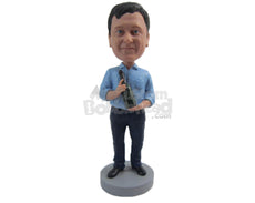 Custom Bobblehead Businessman Celebration With A Bottle Of Wine - Careers & Professionals Corporate & Executives Personalized Bobblehead & Cake Topper
