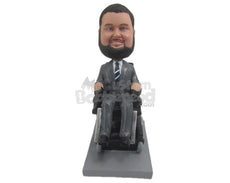 Custom Bobblehead Stylish Dude Sitting In His Wheelchair Wearing Formal Outfit - Careers & Professionals Corporate & Executives Personalized Bobblehead & Cake Topper