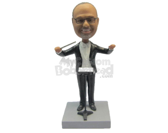 Custom Bobblehead Music Teacher Wearing Formal Outfit - Careers & Professionals Musicians Personalized Bobblehead & Cake Topper
