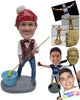 Custom Bobblehead Male Cleaner Wearing A Waist Coat And A Broom In His Hand - Careers & Professionals Cleaner Personalized Bobblehead & Cake Topper