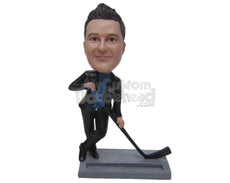 Custom Bobblehead Cool Businessman Dude In Formal Outfit Posing With A Gold Wedge - Careers & Professionals Corporate & Executives Personalized Bobblehead & Cake Topper