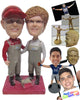 Custom Bobblehead Two Man Wearing Suspenders Ready For A Coo Picture - Careers & Professionals Casual Males Personalized Bobblehead & Cake Topper