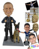 Custom Bobblehead Police Officer In His Uniform With A Sniffer Dog - Careers & Professionals Arm Forces Personalized Bobblehead & Cake Topper