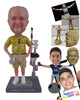 Custom Bobblehead Male Architect Wearing Shirt And Jeans Working With His Equipment - Careers & Professionals Architects & Engineers Personalized Bobblehead & Cake Topper