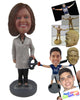 Custom Bobblehead Female Optometrist In Her Medical Attire With A Prop In Her Hand - Careers & Professionals Optometrists Personalized Bobblehead & Cake Topper