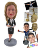 Custom Bobblehead Corporate Girl In Her Elegant Formal Outfit Making Some Note - Careers & Professionals Corporate & Executives Personalized Bobblehead & Cake Topper
