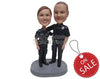 Custom Bobblehead Police Couple In Their Uniform Embracing Each Other Posing For A Picture - Careers & Professionals Arm Forces Personalized Bobblehead & Cake Topper
