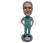 Custom Bobblehead Doctor Ready For Surgery Wearing His Surgical Outfit - Careers & Professionals Medical Doctors Personalized Bobblehead & Cake Topper
