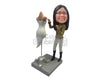 Custom Bobblehead Fashion Designing Girl Wearing T-Shirt With Long Boots Making A Design - Careers & Professionals Fashion Designer Personalized Bobblehead & Cake Topper