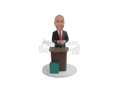 Custom Bobblehead Teacher Giving A Lecture Wearing Suit With Coat - Careers & Professionals Teachers Personalized Bobblehead & Cake Topper