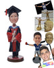 Custom Bobblehead Female Graduate Wearing Gorgeous Gown And Holding A Diploma - Careers & Professionals Graduates Personalized Bobblehead & Cake Topper