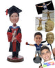 Custom Bobblehead Graduate Girl In A Gown With Certificate In Her Hand - Careers & Professionals Graduates Personalized Bobblehead & Cake Topper