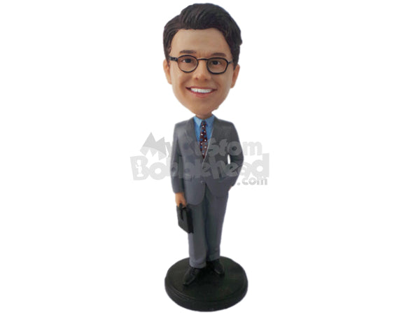 Custom Bobblehead Gentleman In His Formal Attire With One Hand In The Pocket - Careers & Professionals Corporate & Executives Personalized Bobblehead & Cake Topper