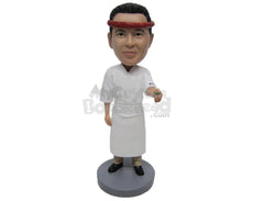Custom Bobblehead Sushi Chef Holding A Sushi Roll - Careers & Professionals Chefs Personalized Bobblehead & Cake Topper