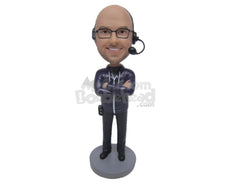 Custom Bobblehead Reporter At Work Wearing A Cool Jacket - Careers & Professionals Reporters Personalized Bobblehead & Cake Topper