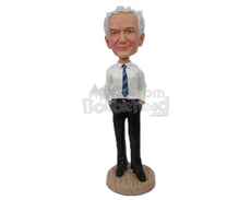 Custom Bobblehead Corporate Guy Wearing Dress Shirt And Casual Pant And Shoes - Careers & Professionals Corporate & Executives Personalized Bobblehead & Cake Topper