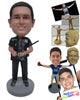 Custom Bobblehead Male Police Dude In His Uniform With A Baton In His Hand - Careers & Professionals Arm Forces Personalized Bobblehead & Cake Topper