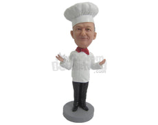 Custom Bobblehead Chef Dude Wearing Bow Tie And Apron Welcoming All - Careers & Professionals Chefs Personalized Bobblehead & Cake Topper