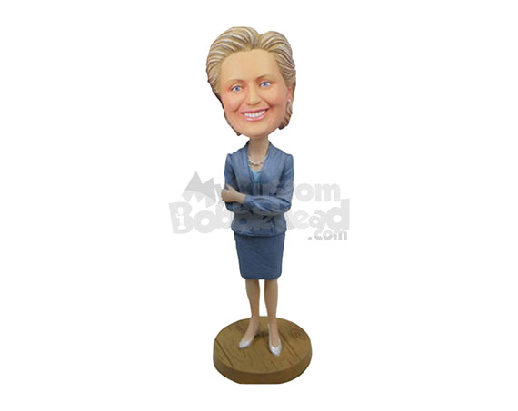 Custom Bobblehead Business Woman In A Gorgeous Dress Suit And Skirt - Careers & Professionals Corporate & Executives Personalized Bobblehead & Cake Topper
