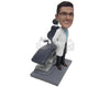 Custom Bobblehead Dentist In Formal Medical Attire Standing Next To Dentist Reclining Chair - Careers & Professionals Dentists Personalized Bobblehead & Cake Topper
