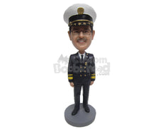 Custom Bobblehead Senior Police Officer In His Uniform - Careers & Professionals Arm Forces Personalized Bobblehead & Cake Topper