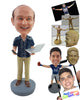 Custom Bobblehead Computer Geek Holding A Laptop - Careers & Professionals Architects & Engineers Personalized Bobblehead & Cake Topper
