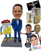Custom Bobblehead Stylish Businessman In His Formal Outfit Posing With Product Mascot - Careers & Professionals Corporate & Executives Personalized Bobblehead & Cake Topper