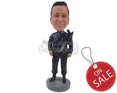Custom Bobblehead Special Force Agent Dude In His Uniform With A Shotgun - Careers & Professionals Arm Forces Personalized Bobblehead & Cake Topper