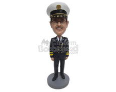 Custom Bobblehead Senior Police Office Standing Tall In His Uniform - Careers & Professionals Arm Forces Personalized Bobblehead & Cake Topper