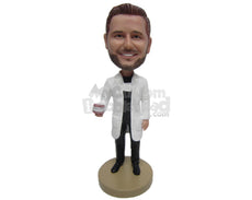 Custom Bobblehead Dentist Wearing Long Lab Coat And Showing Denture Dental Transplant - Careers & Professionals Dentists Personalized Bobblehead & Cake Topper