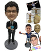 Custom Bobblehead Businessman In Classy Formal Suit Having Some Soup - Careers & Professionals Corporate & Executives Personalized Bobblehead & Cake Topper