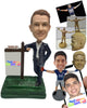 Custom Bobblehead Male Real Estate Agent Wearing A Stylish Suit And Leaning Against The Sign - Careers & Professionals Real Estate Agents Personalized Bobblehead & Cake Topper