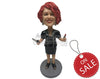 Custom Bobblehead Lady Hairstylist Wearing A Jacket Over Her Strapless T-Shirt - Careers & Professionals Barbers & Hairstylists Personalized Bobblehead & Cake Topper