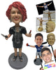 Custom Bobblehead Lady Hairstylist Wearing A Jacket Over Her Strapless T-Shirt - Careers & Professionals Barbers & Hairstylists Personalized Bobblehead & Cake Topper