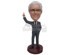 Custom Bobblehead Businessman In Formal Outfit Pointing To The Sky - Careers & Professionals Corporate & Executives Personalized Bobblehead & Cake Topper