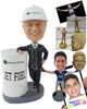 Custom Bobblehead Oil Executive Posing With A Large Fuel Barrel - Careers & Professionals Corporate & Executives Personalized Bobblehead & Cake Topper
