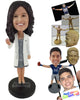 Custom Bobblehead Female Dentist Showing Off A Denture Prop - Careers & Professionals Dentists Personalized Bobblehead & Cake Topper