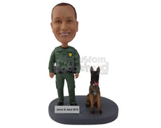 Custom Bobblehead Military Man With His Dog - Careers & Professionals Arms Forces Personalized Bobblehead & Cake Topper