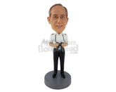 Custom Bobblehead Airline Pilot Holding Zooming Device - Careers & Professionals Arms Forces Personalized Bobblehead & Cake Topper