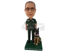 Custom Bobblehead Police Officer With A German Shepherd - Careers & Professionals Arms Forces Personalized Bobblehead & Cake Topper
