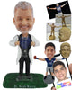 Custom Bobblehead Doctor With Casual Shirt And Long Coat With Stethoscope - Careers & Professionals Medical Doctors Personalized Bobblehead & Cake Topper